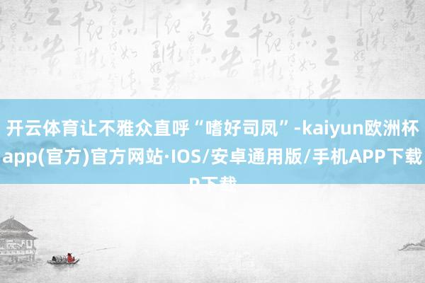 开云体育让不雅众直呼“嗜好司凤”-kaiyun欧洲杯app(官方)官方网站·IOS/安卓通用版/手机APP下载